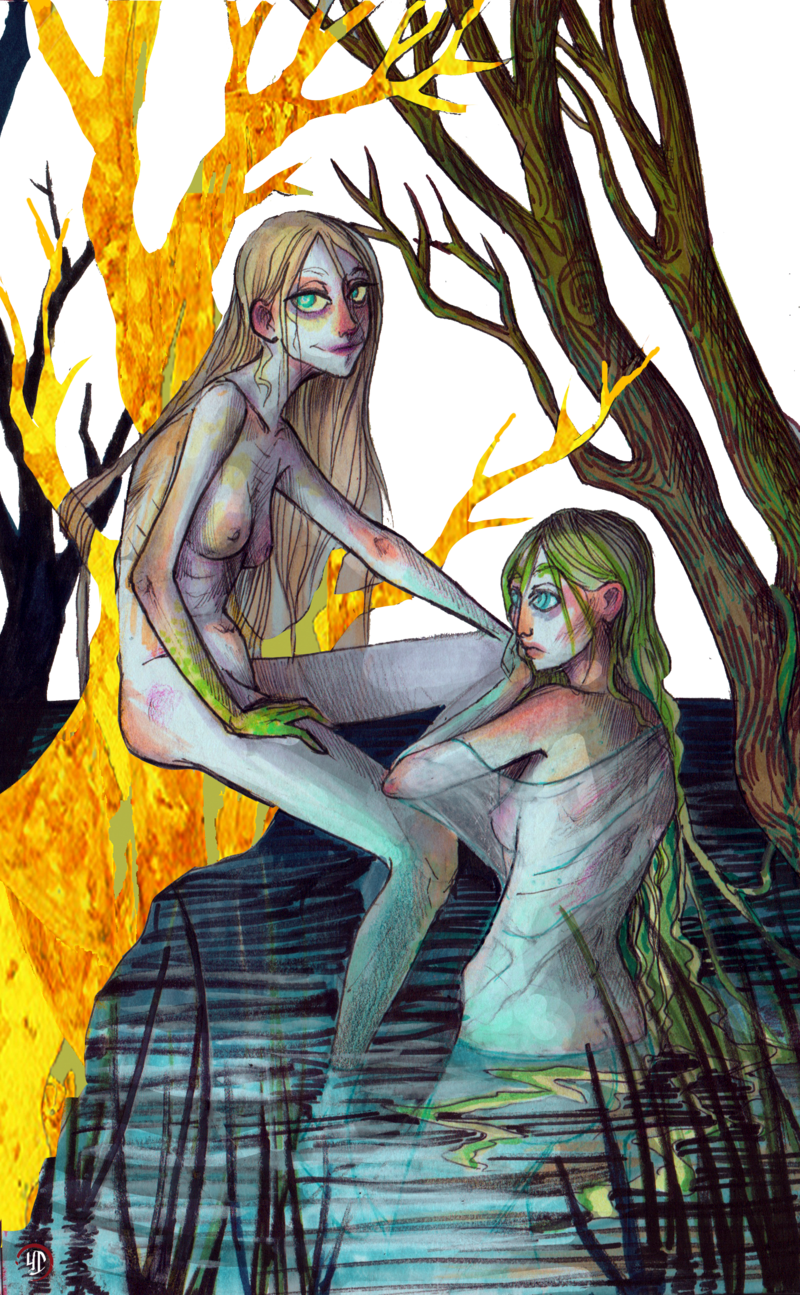 Русалкі. Ілюстрацыя Л. Магонавай. Крыніца: https://www.bestiary.us/